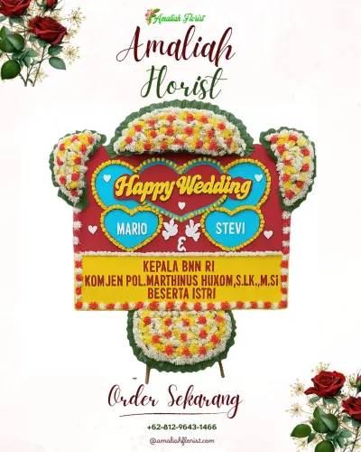 Karangan Papan Bunga Pernikahan di Jambangan